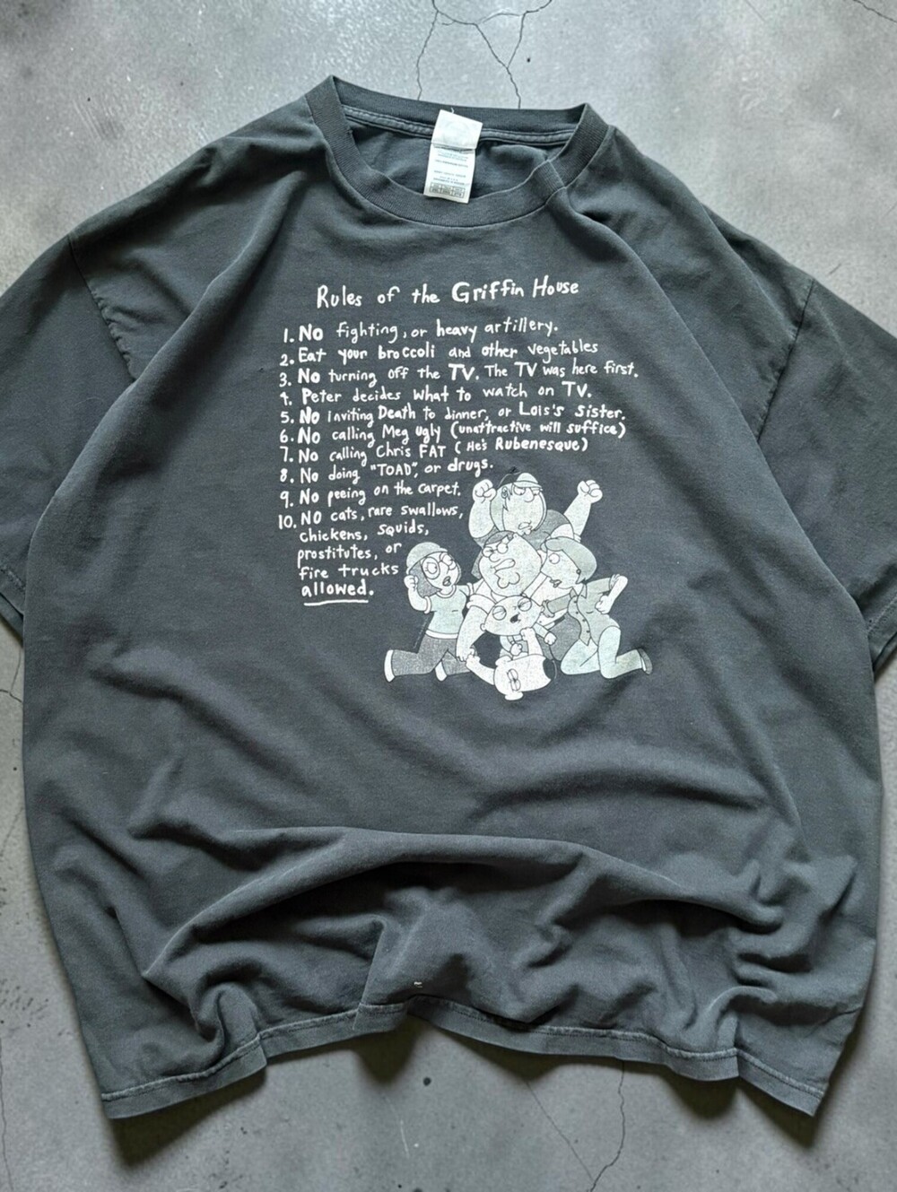 Vintage Y2K Rules of The Griffen House Cartoon Family Guy Graphic Shirt SZ 2XL